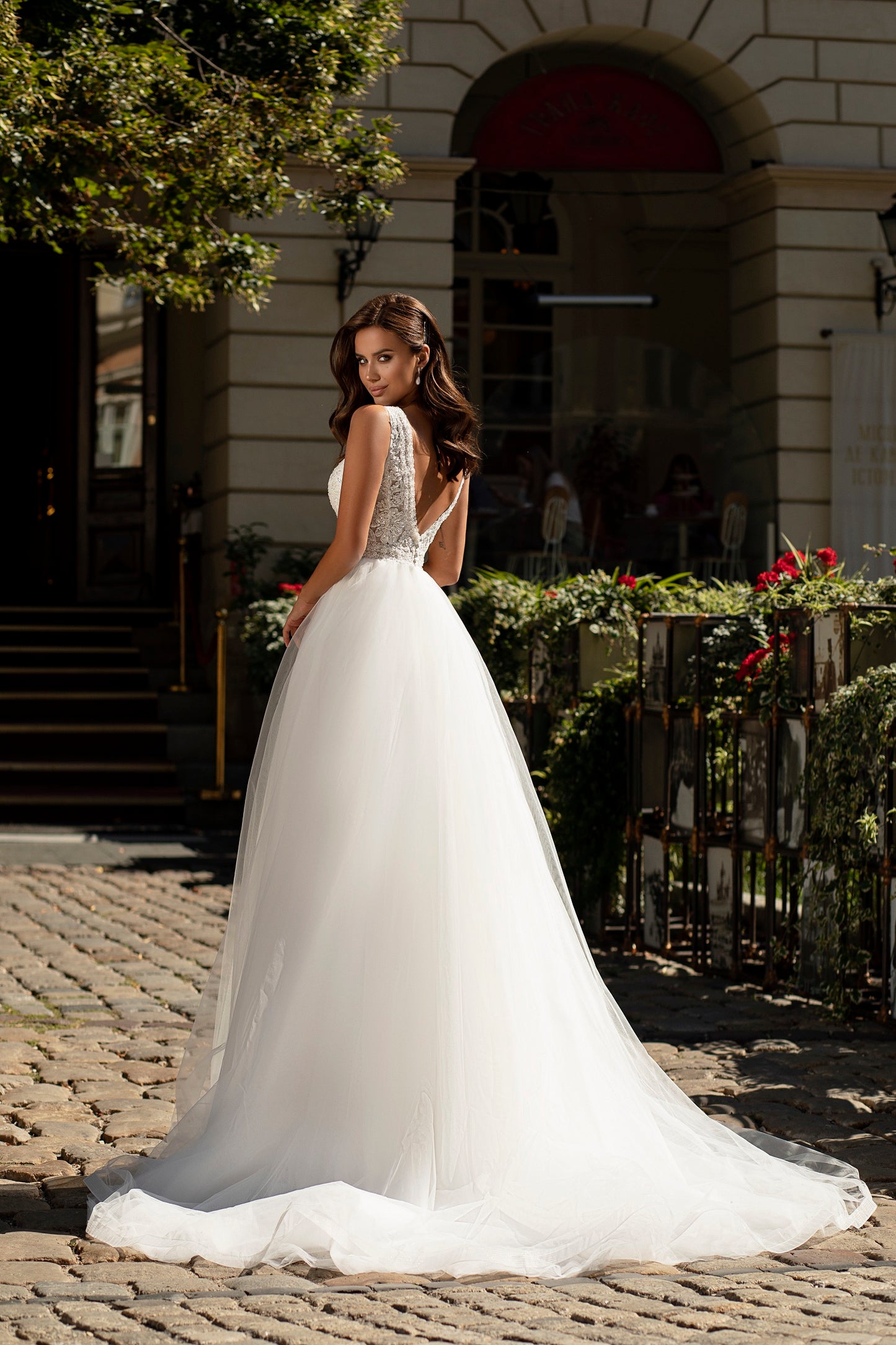 Simple a-line tulle wedding dress