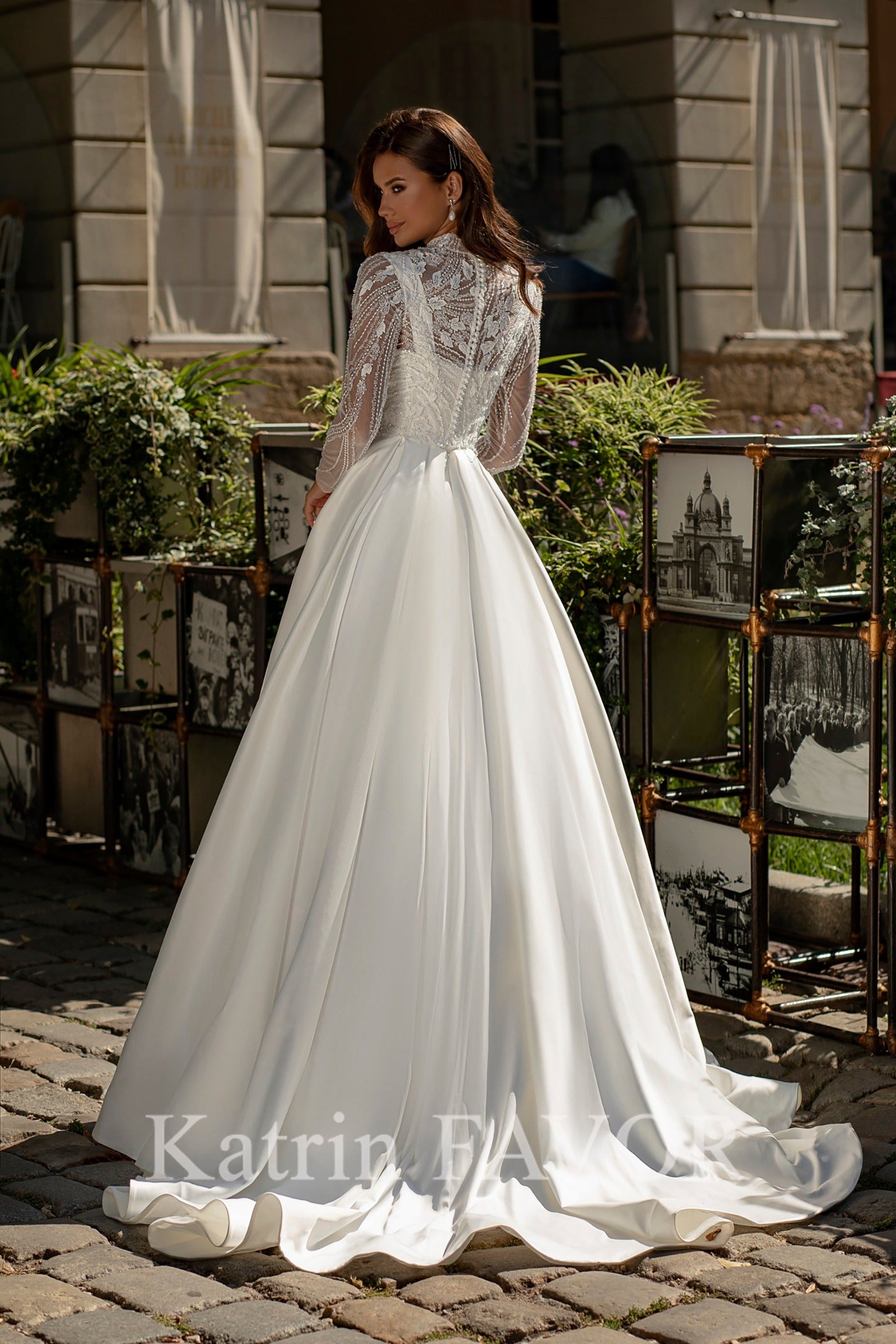 KatrinFAVORboutique-High neck modest ballgown wedding dress