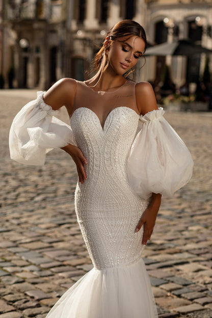 Sweetheart mermaid embroidered wedding dress