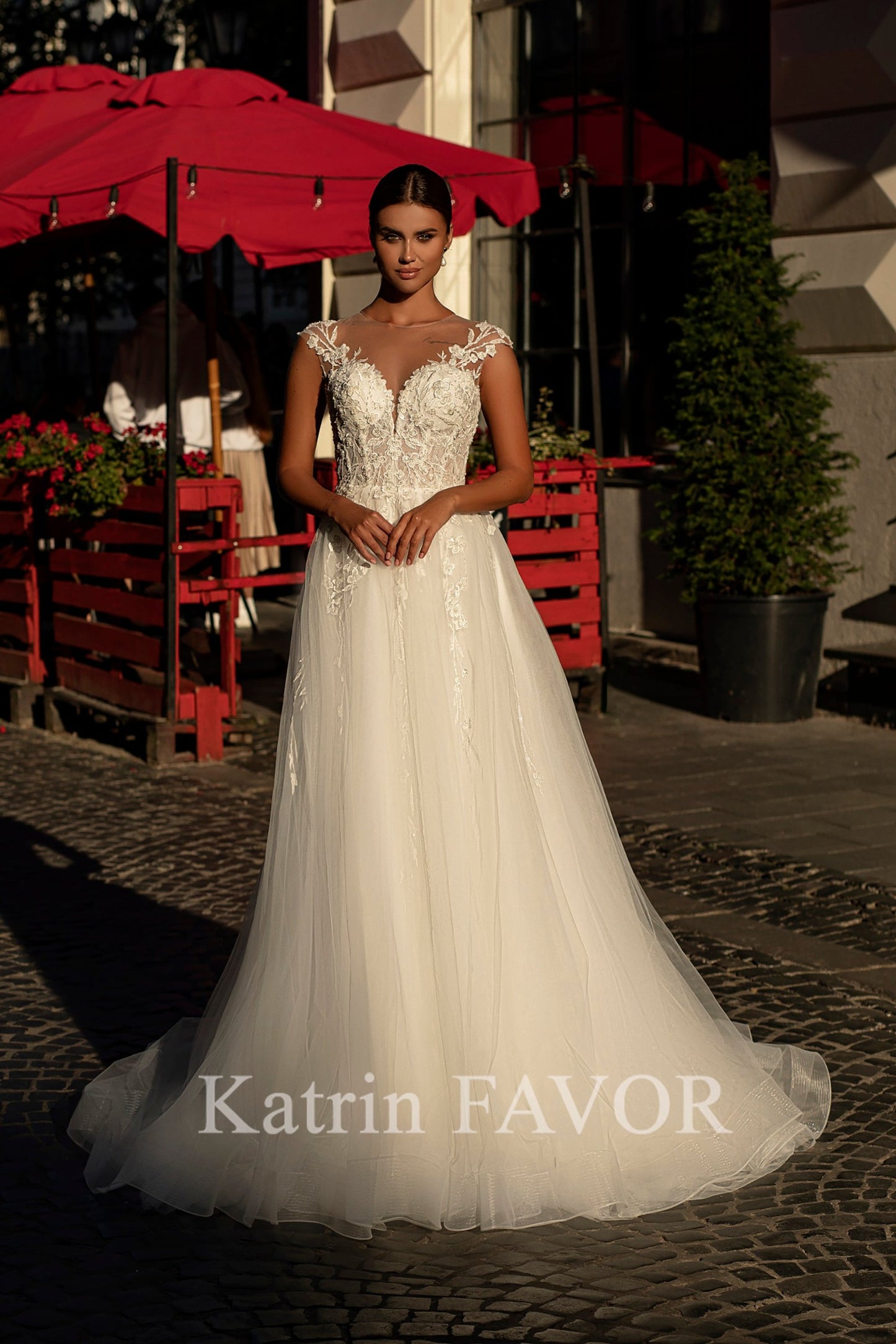 KatrinFAVORboutique-Rustic floral a-line wedding dress