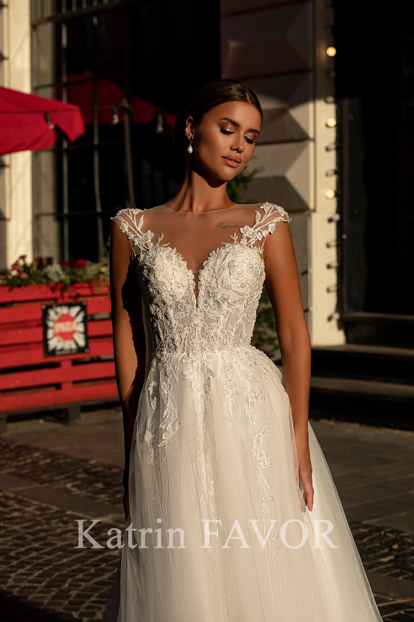 KatrinFAVORboutique-Rustic floral a-line wedding dress
