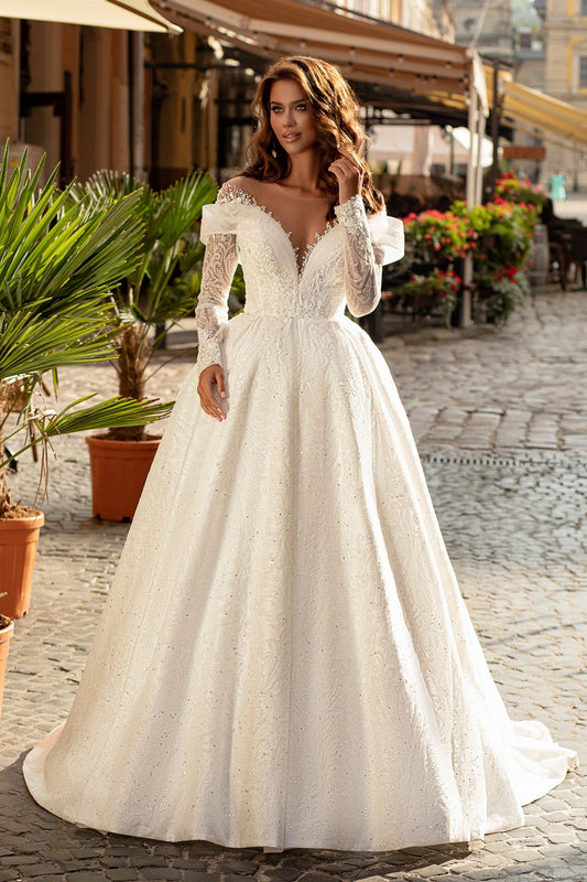 Off the shoulder princess ballgown wedding dress