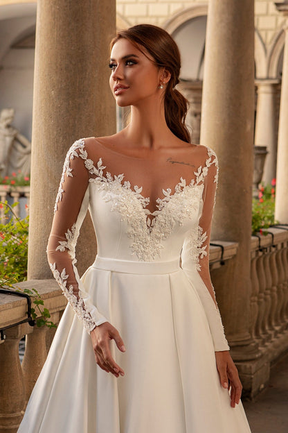 Satin ballgown unique wedding dress