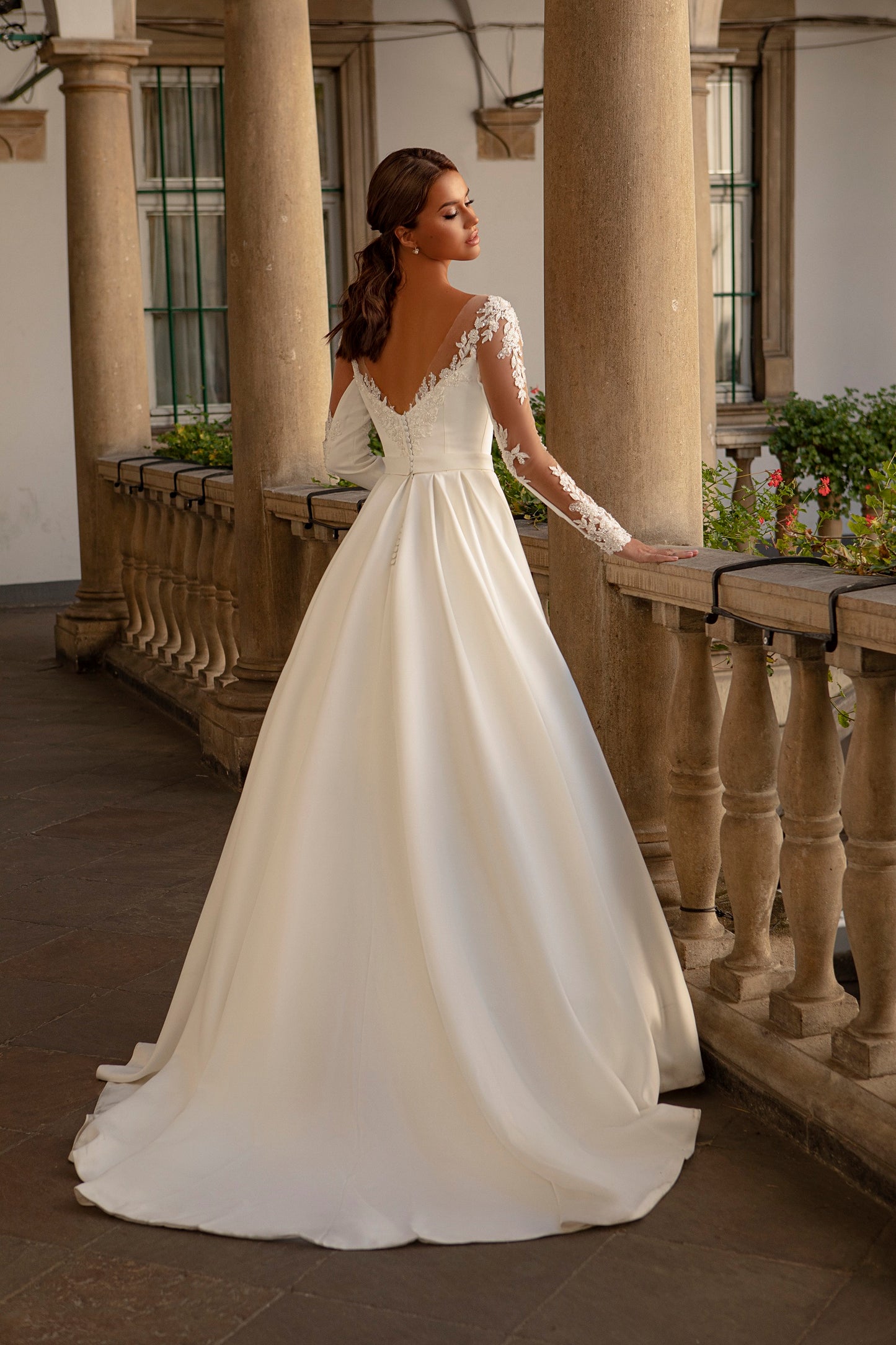 Satin ballgown unique wedding dress