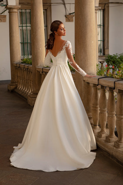 Satin ballgown unique wedding dress