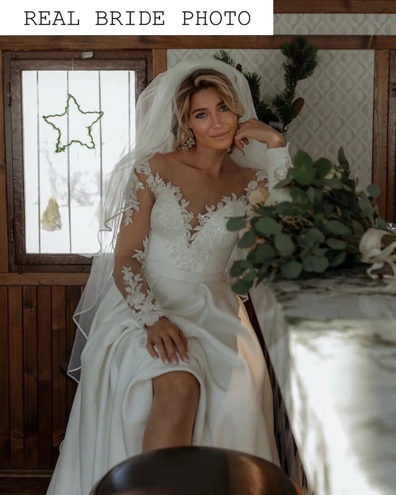 Satin ballgown unique wedding dress