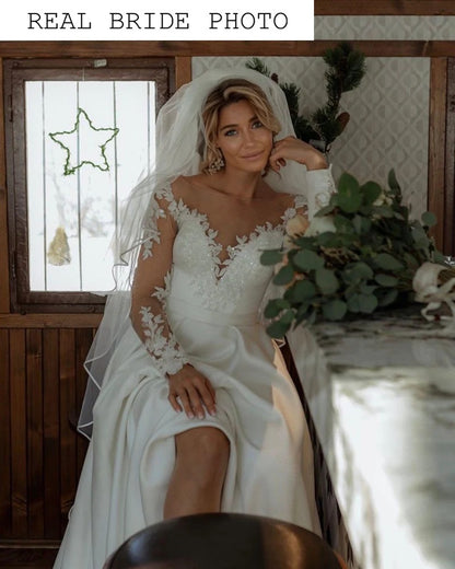 Satin ballgown unique wedding dress