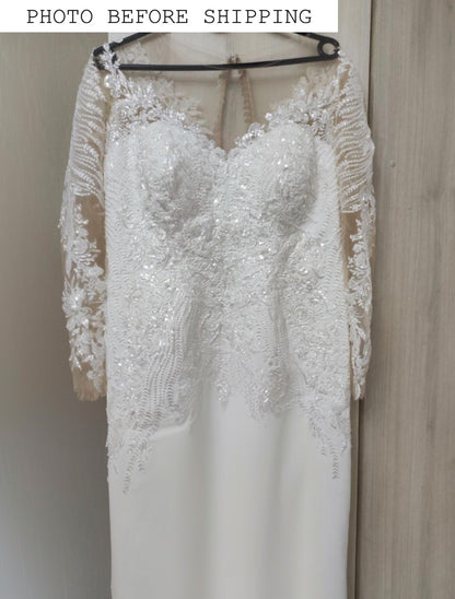 Long sleeve sheath fitted wedding dress