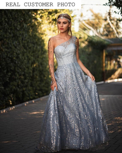 KatrinFAVORboutique-One shoulder evening gown Luxury classy rich outfits