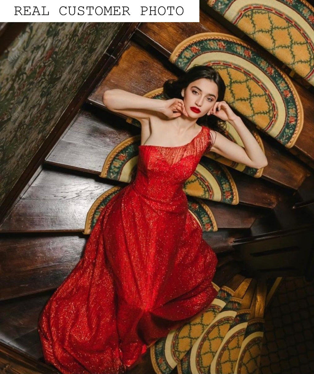 KatrinFAVORboutique-One shoulder evening gown Luxury classy rich outfits