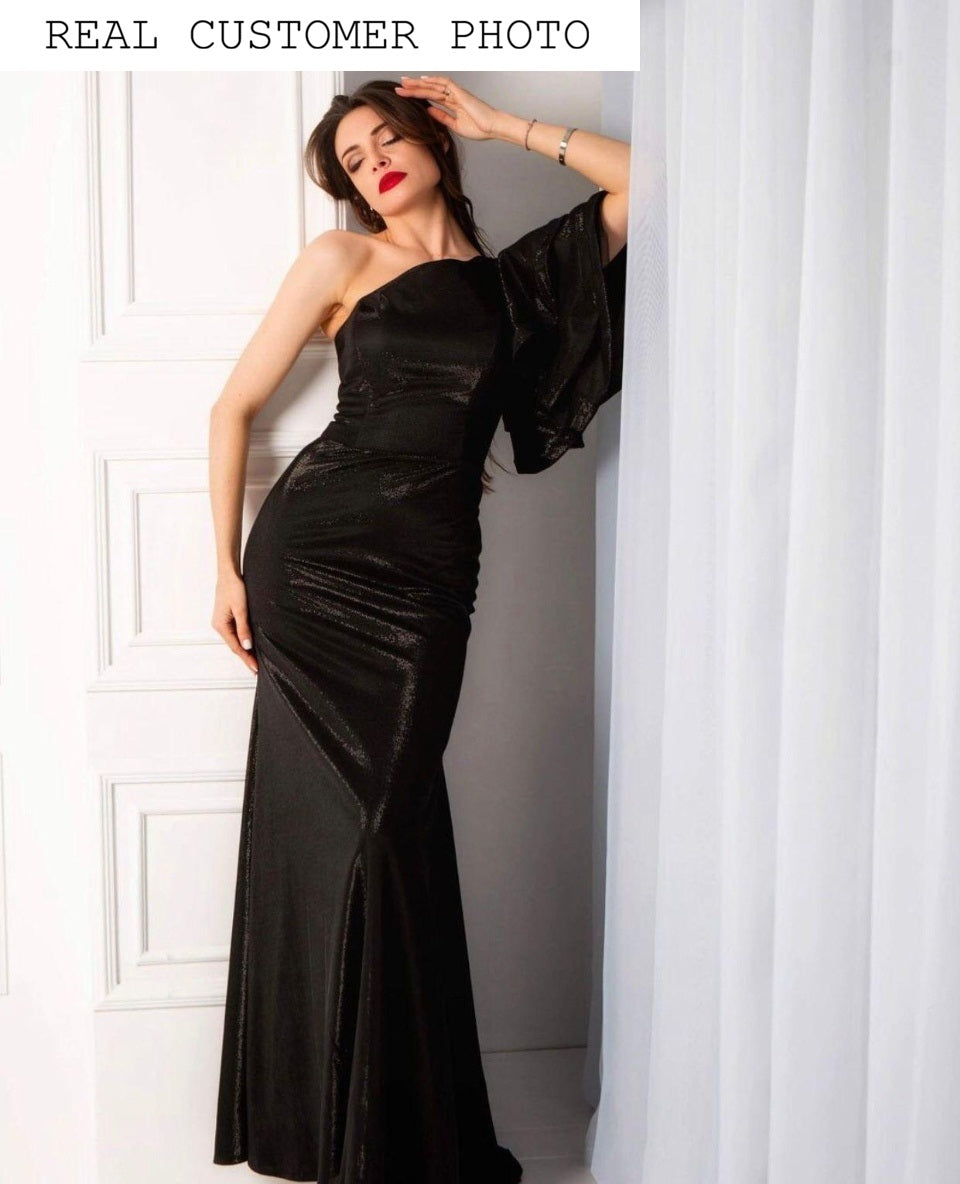 KatrnFAVORboutique-One sleeve cocktail formal gown Unique occasion wear