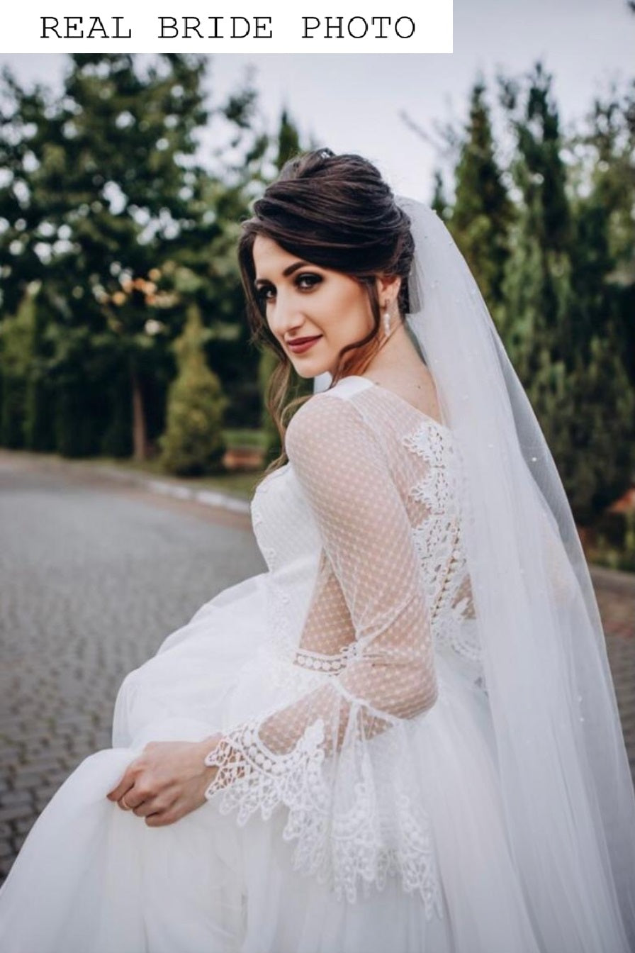KatrinFAVORboutique-Flare sleeve wedding dress Unique boho wedding dresses