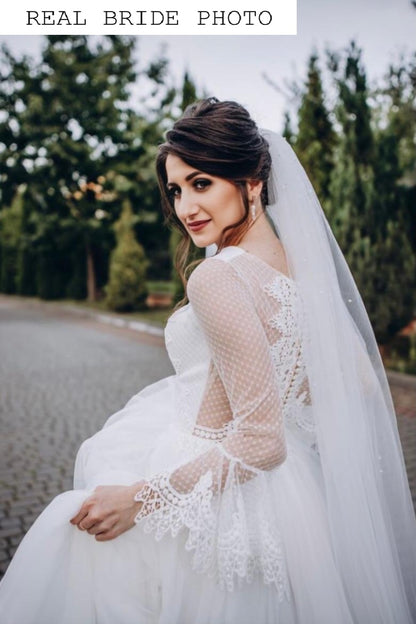 KatrinFAVORboutique-Flare sleeve wedding dress Unique boho wedding dresses