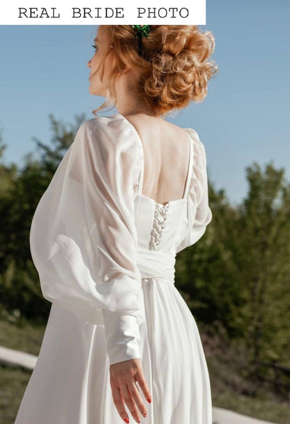 Chiffon a-line beach wedding dress
