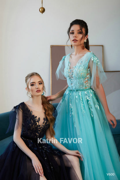 Blue colorful alternative wedding dress