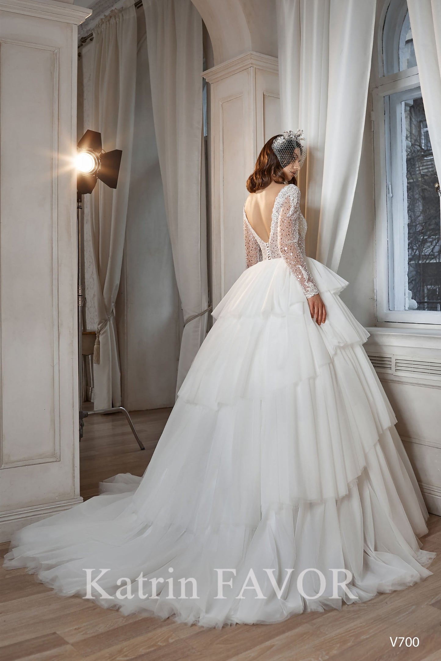 KatrinFAVORboutique-Princess ball gown wedding dress with long sleeves