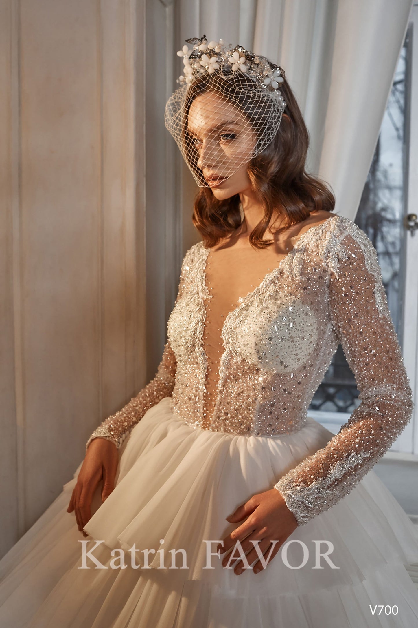 KatrinFAVORboutique-Princess ball gown wedding dress with long sleeves