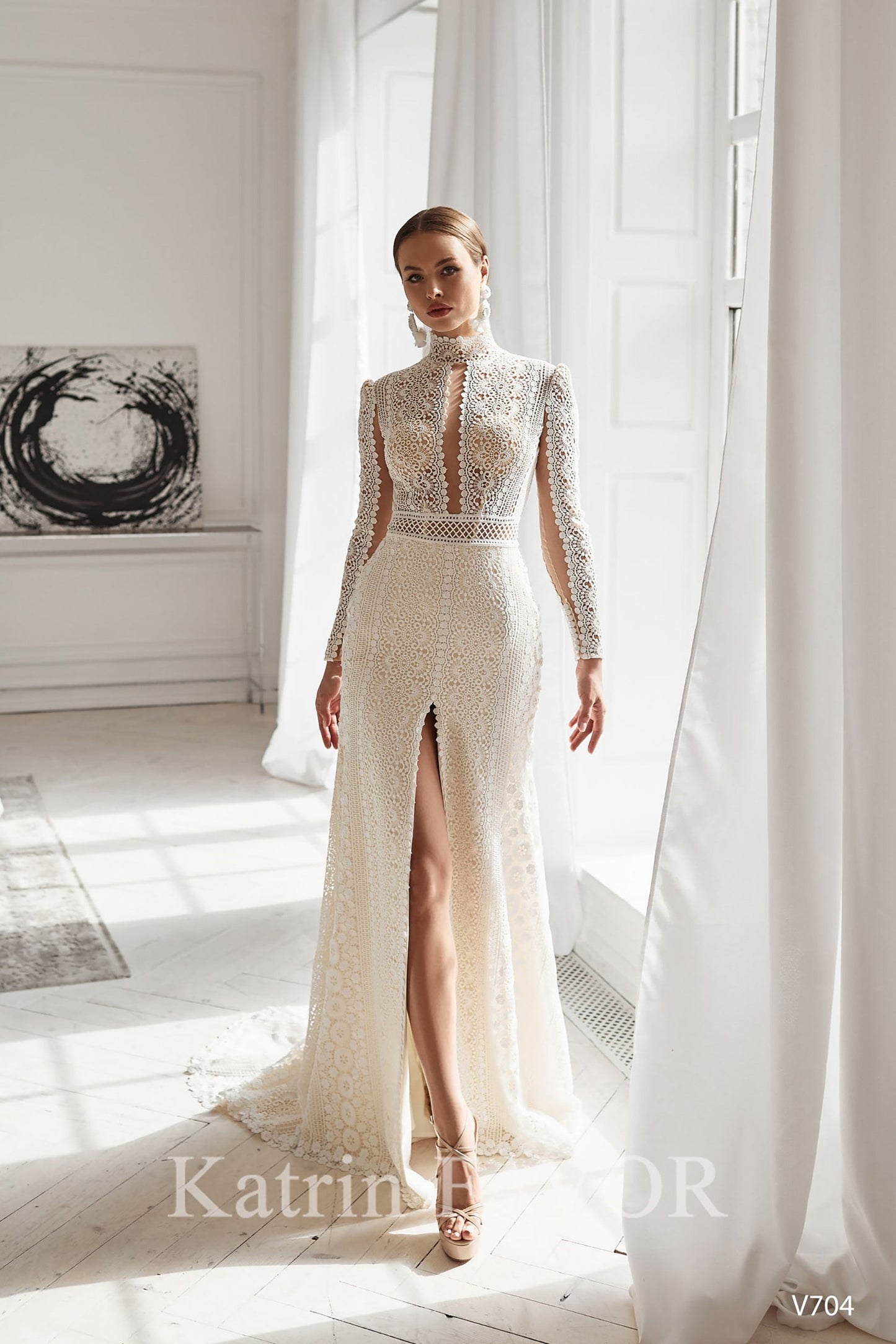KatrinFAVORboutique-High neck lace wedding dress