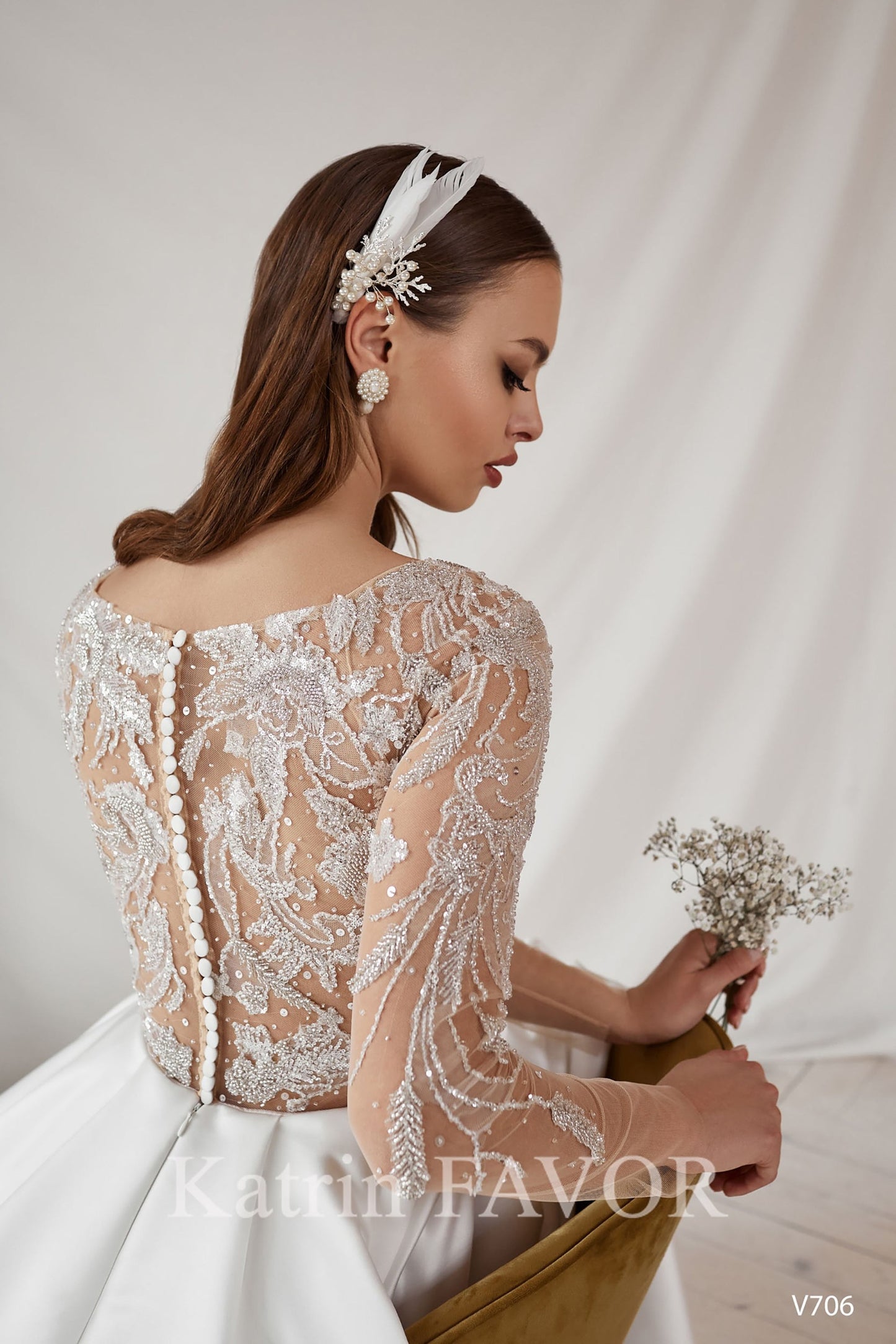 KatrinFAVORboutique-Embroidered back satin a-line wedding dress
