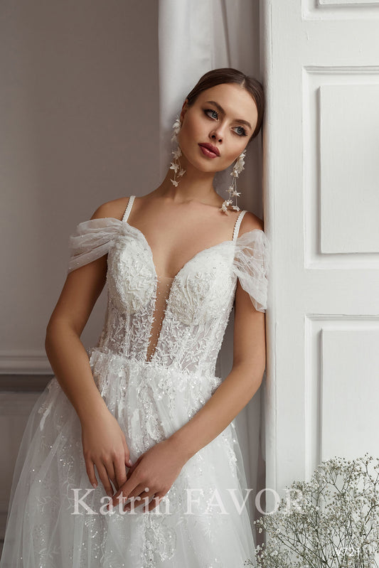 KatrinFAVORboutique-Romantic off the shoulder tulle wedding dress