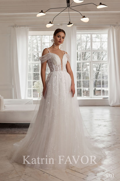 KatrinFAVORboutique-Romantic off the shoulder tulle wedding dress