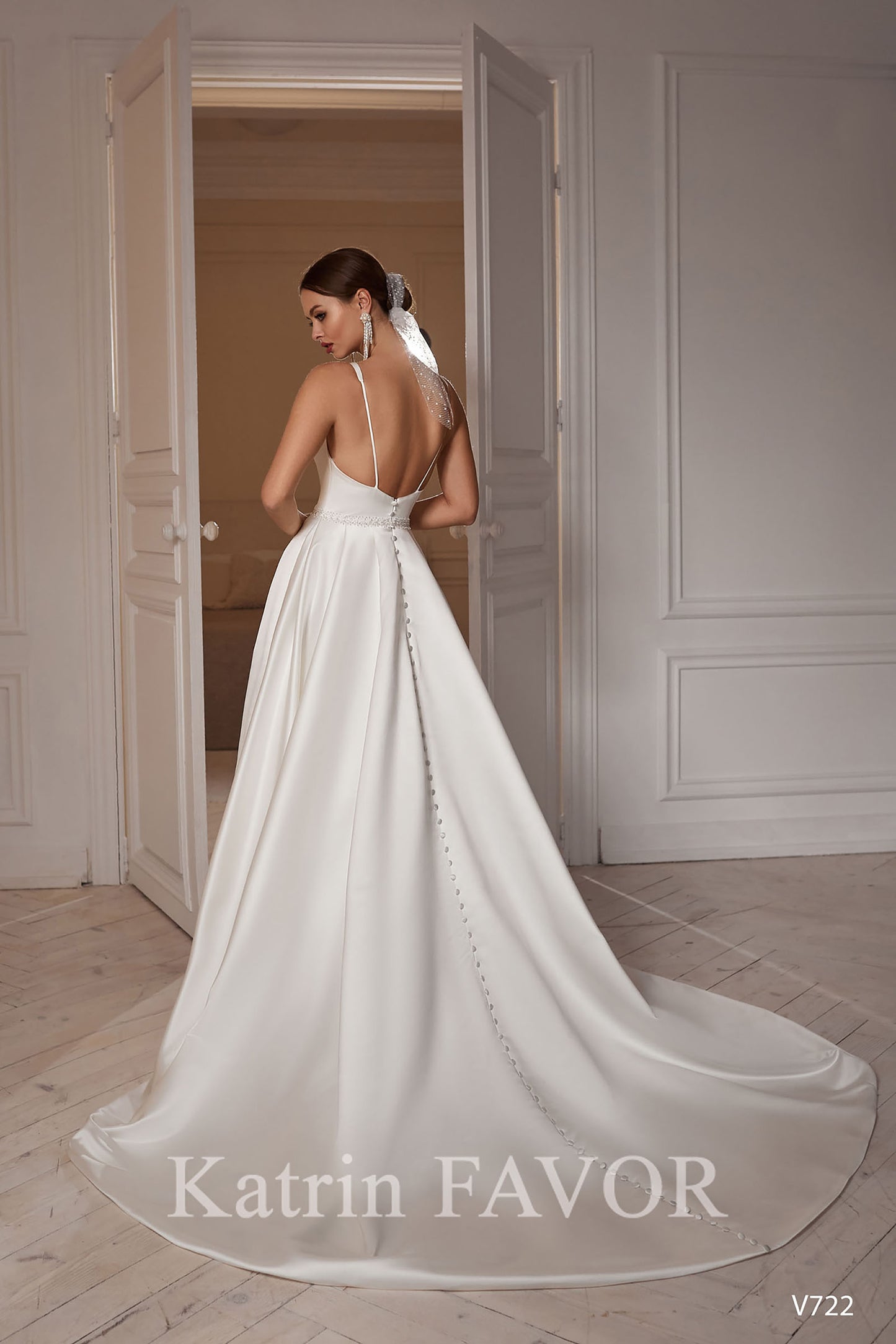 KatrinFAVORboutique-Simple elegant V-neck satin wedding dress