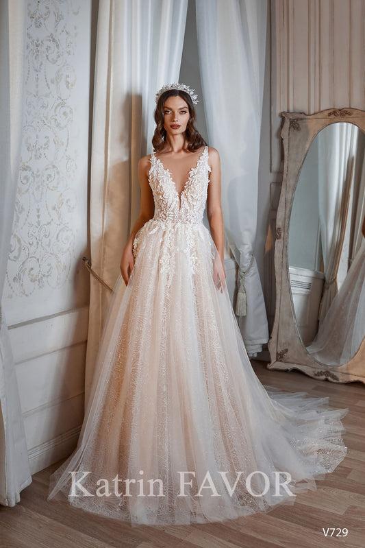 KatrinFAVORboutique-Blush tulle beach wedding dress