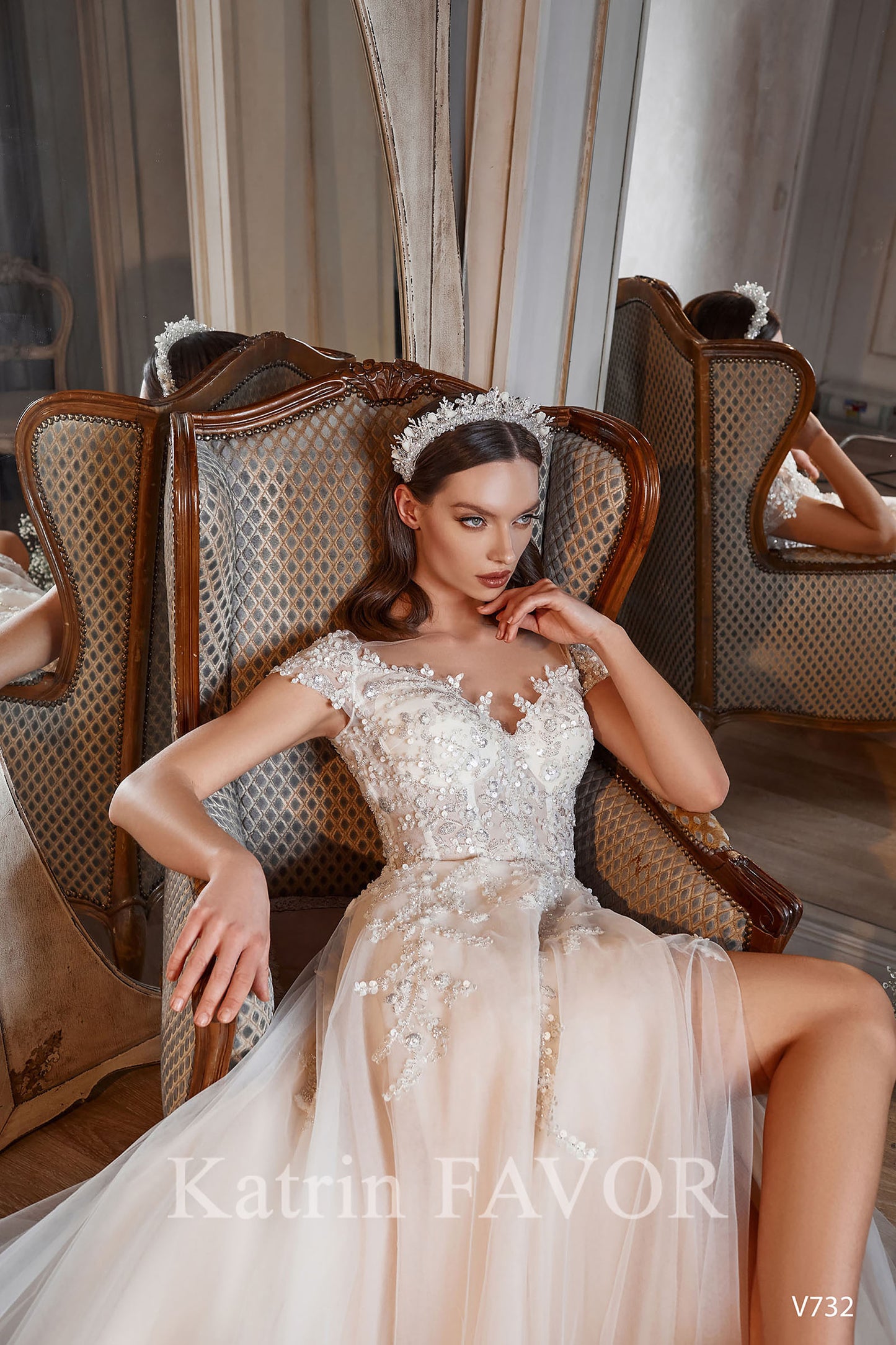 KatrinFAVORboutique-Blush tulle embroidered wedding dress