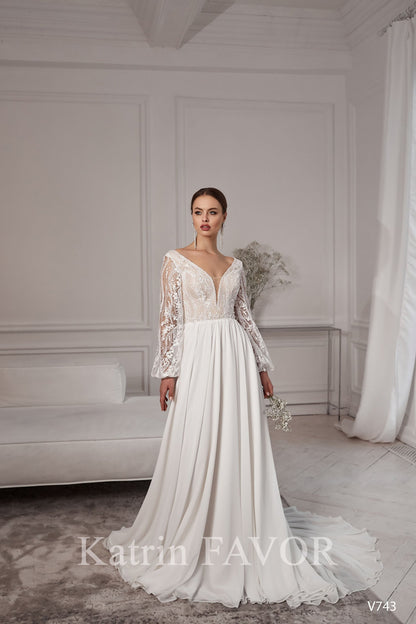 KatrinFAVORboutique-Chiffon boho wedding dress