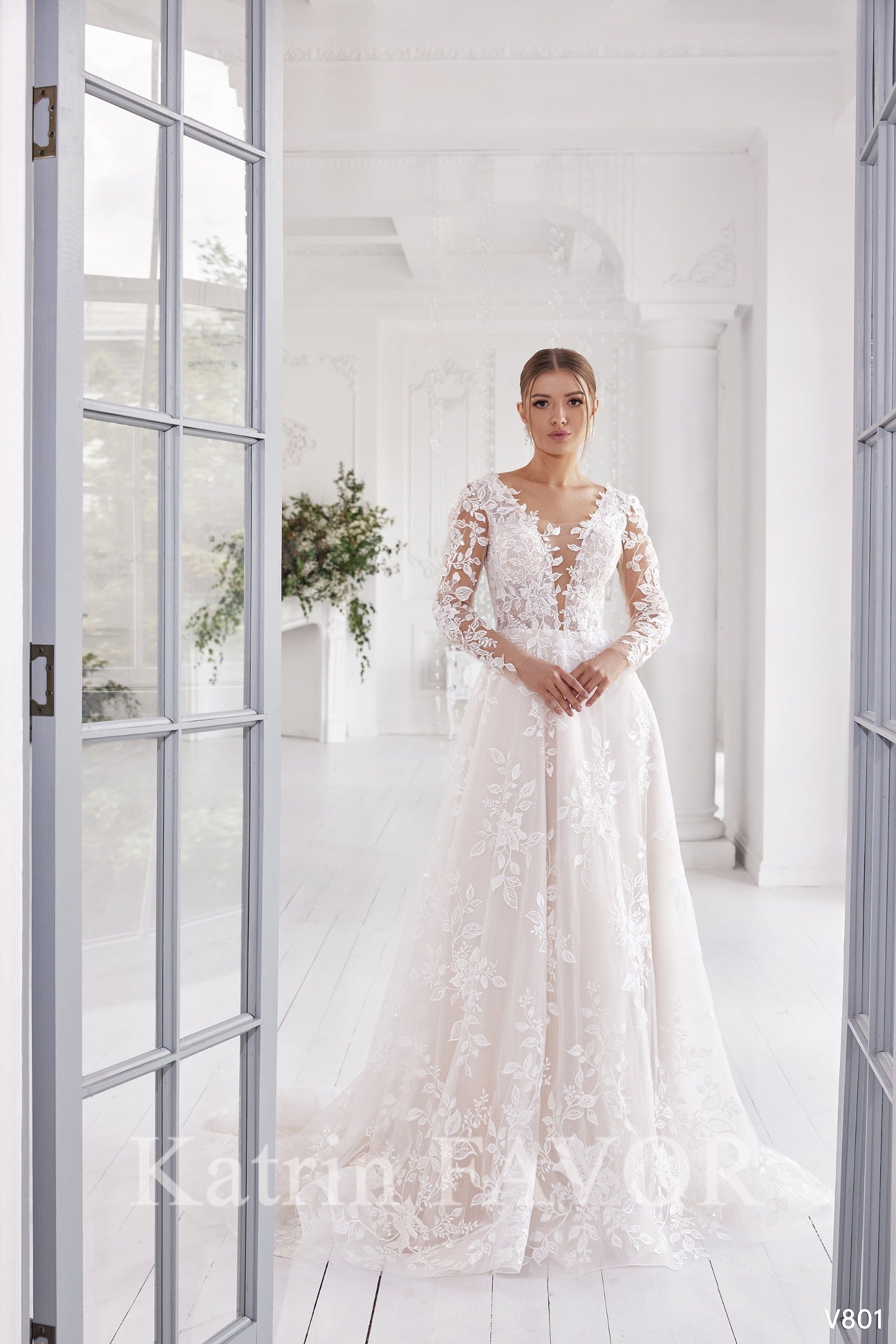 KatrinFAVORboutique-Floral lace rustic wedding dress