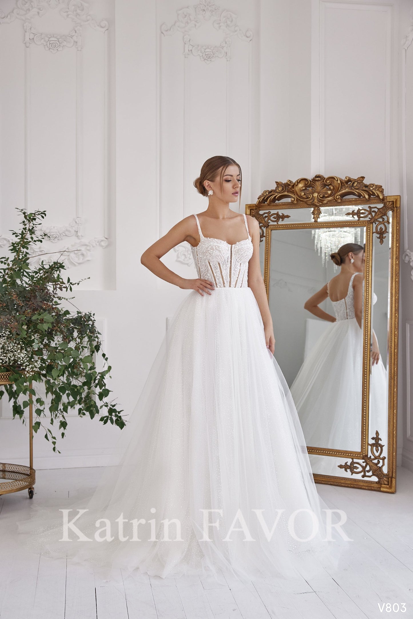 KatrinFAVORboutique-Spaghetti straps bustier corset wedding gown