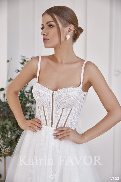KatrinFAVORboutique-Spaghetti straps bustier corset wedding gown