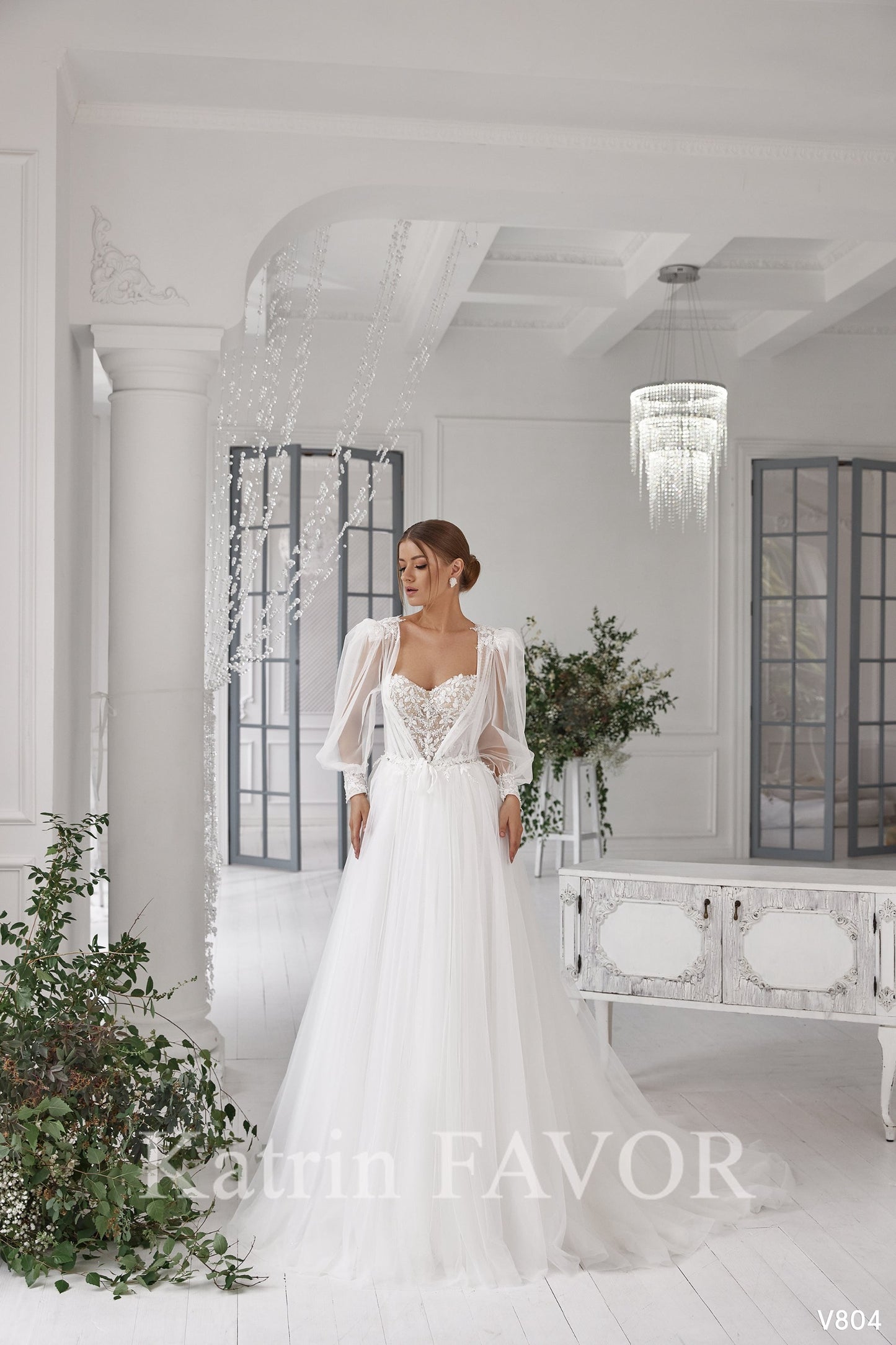 KatrinFAVORboutique-Two piece long sleeve tulle wedding dress