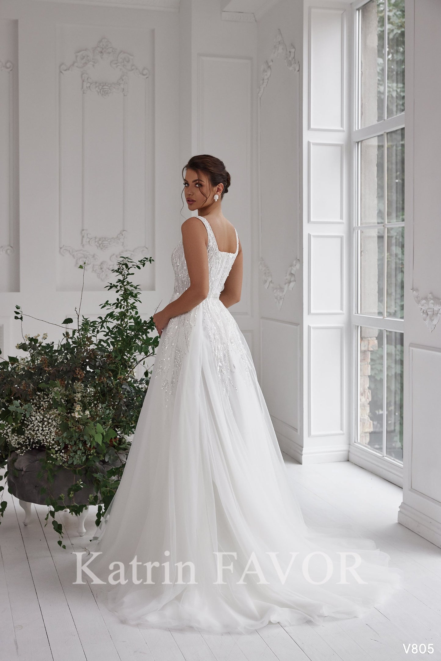 KatrinFAVORboutique-Square neck embroidered a-line wedding dress