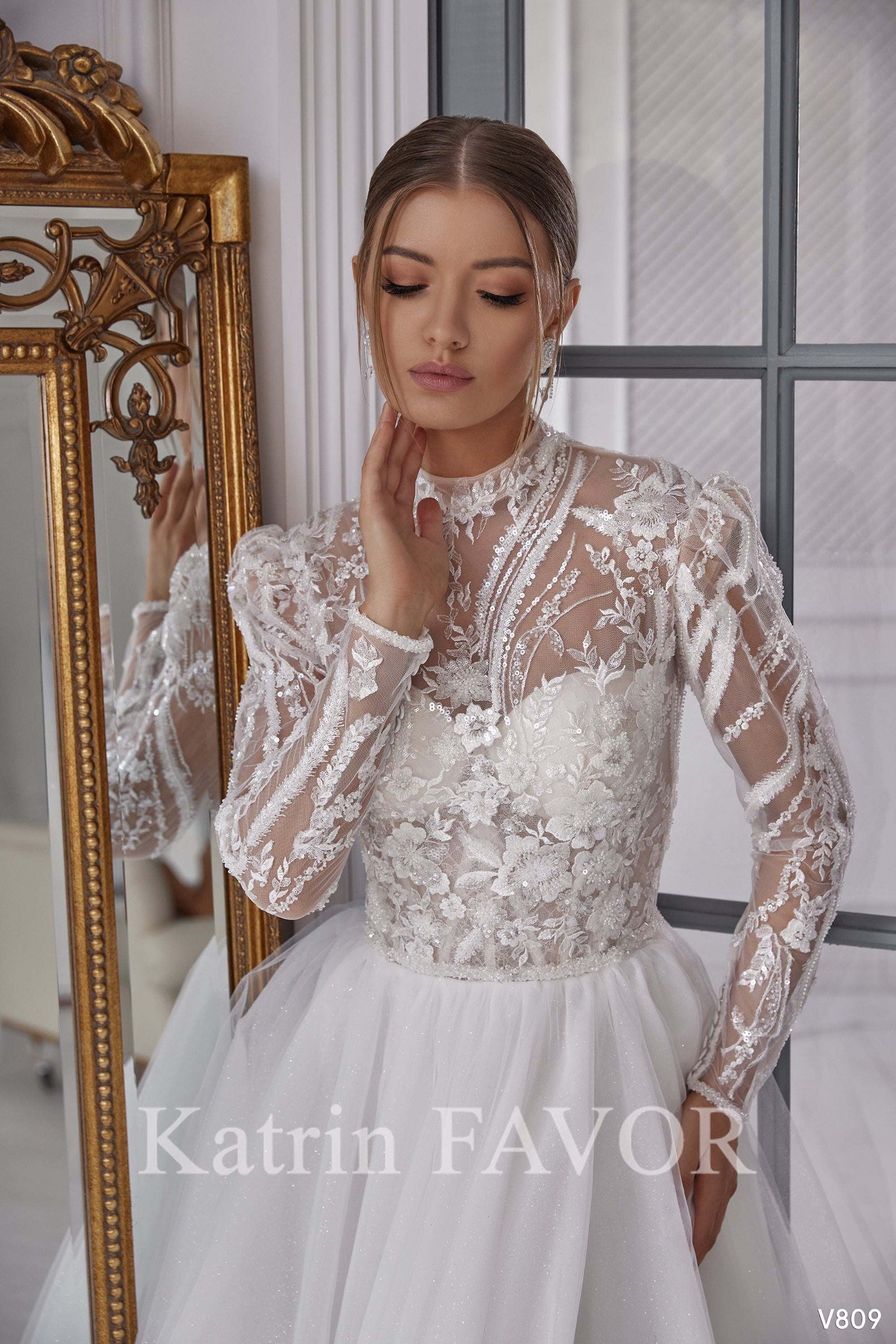 KatrinFAVORboutique-Two in one wedding gown Long sleeve wedding dress