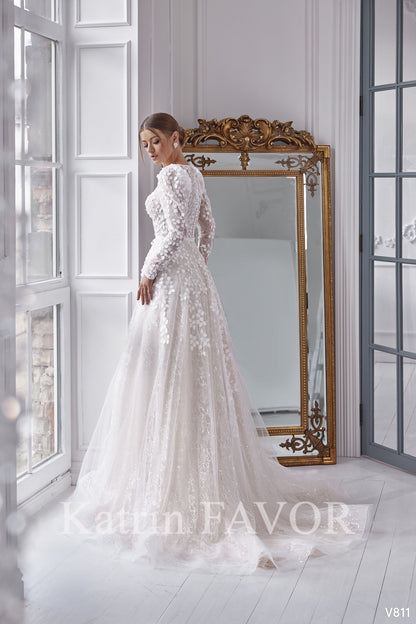 KatrinFAVORboutique-Modest long sleeve wedding dress