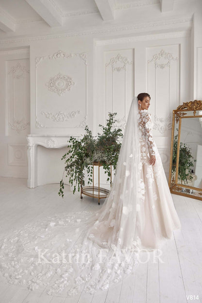 KatrinFAVORboutique-Floral lace wedding dress Long sleeve bridal dress