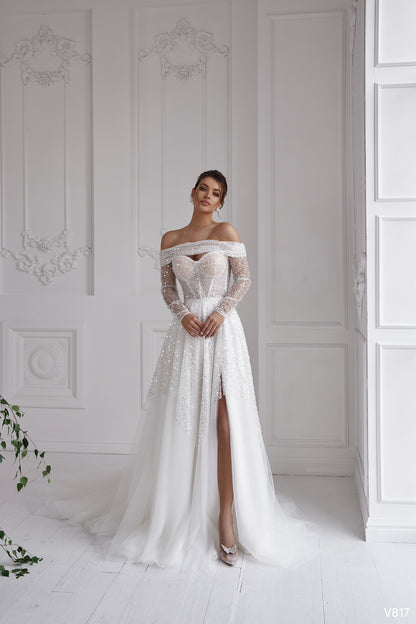Unique 2 in 1 bustier corset wedding dress