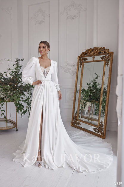 KatrinFAVORboutique-Minimalist long sleeve wedding dress