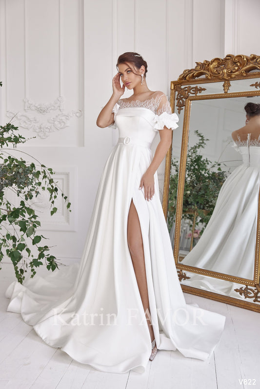 KatrinFAVORboutique-A line wedding dress Elegant bridal gown