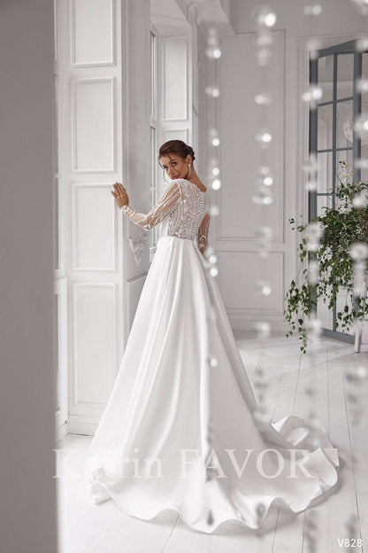 KatrinFAVORboutique-Satin a line wedding dress Affordable bridal dresses