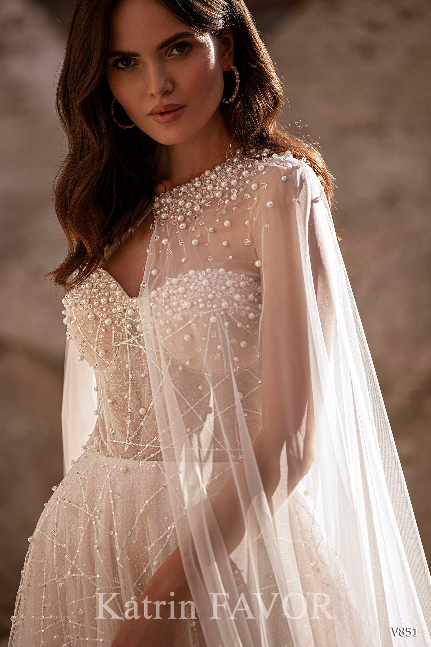 KatrinFAVORboutique-Tulle cape blush wedding dress