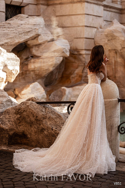KatrinFAVORboutique-Tulle cape blush wedding dress
