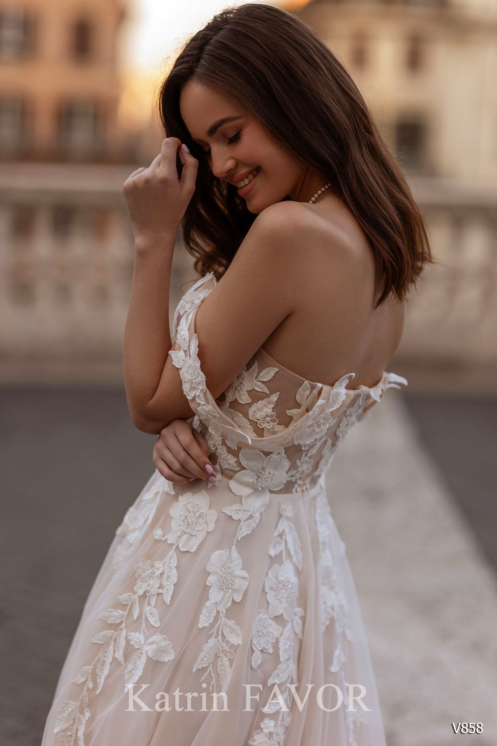 KatrinFAVORboutique-Floral embroidered blush wedding dress
