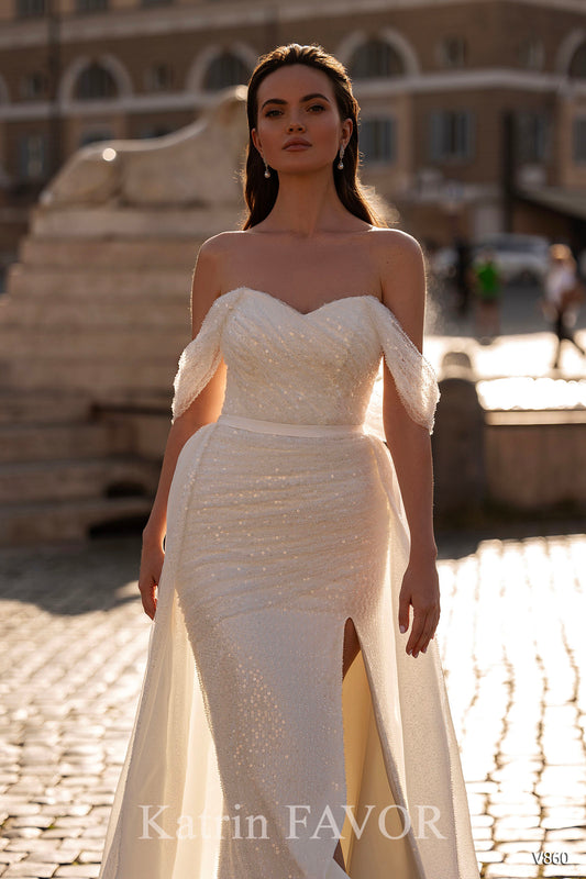 KatrinFAVORboutique-Off the shoulder fitted wedding dress
