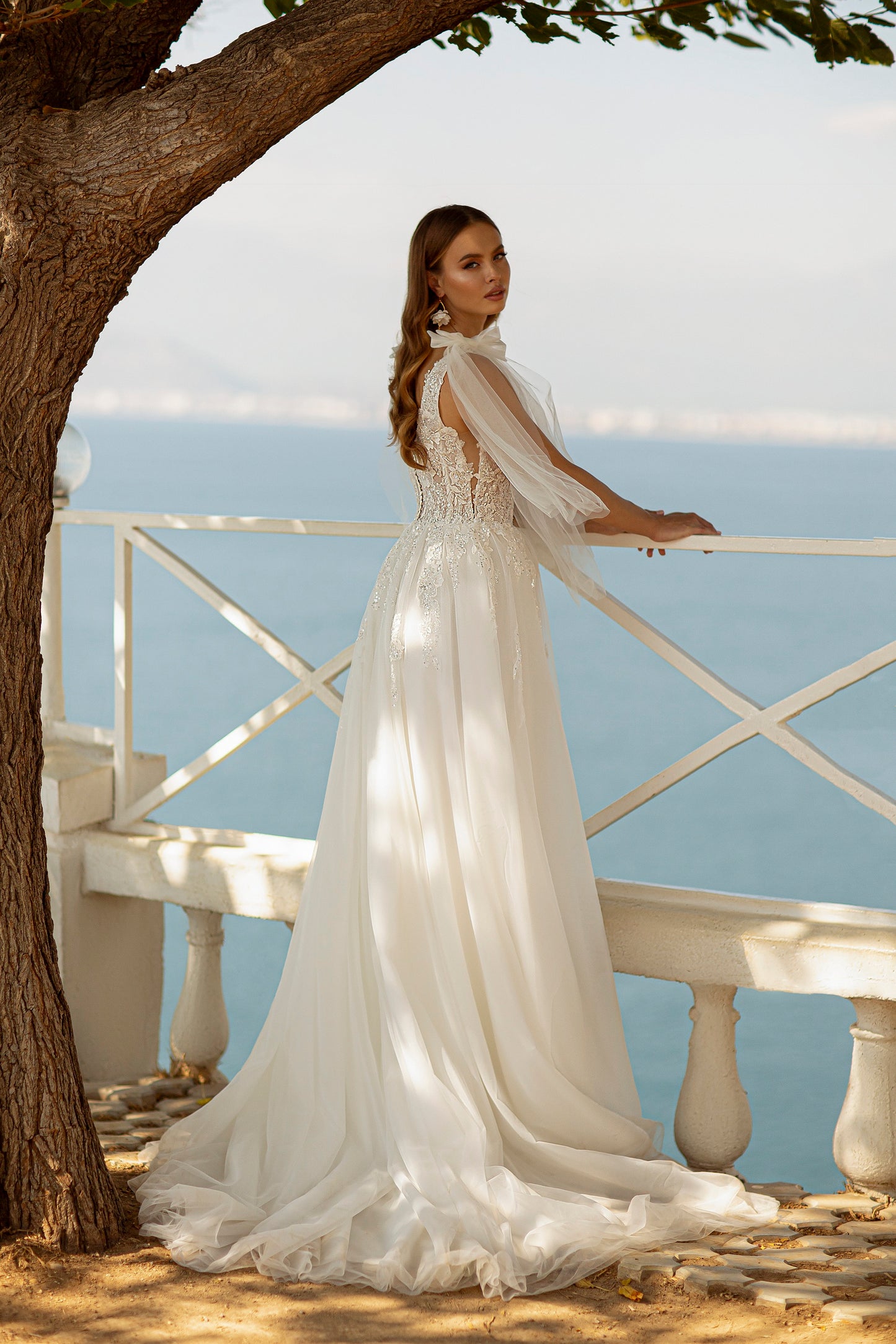 Ethereal tulle a-line beach wedding dress