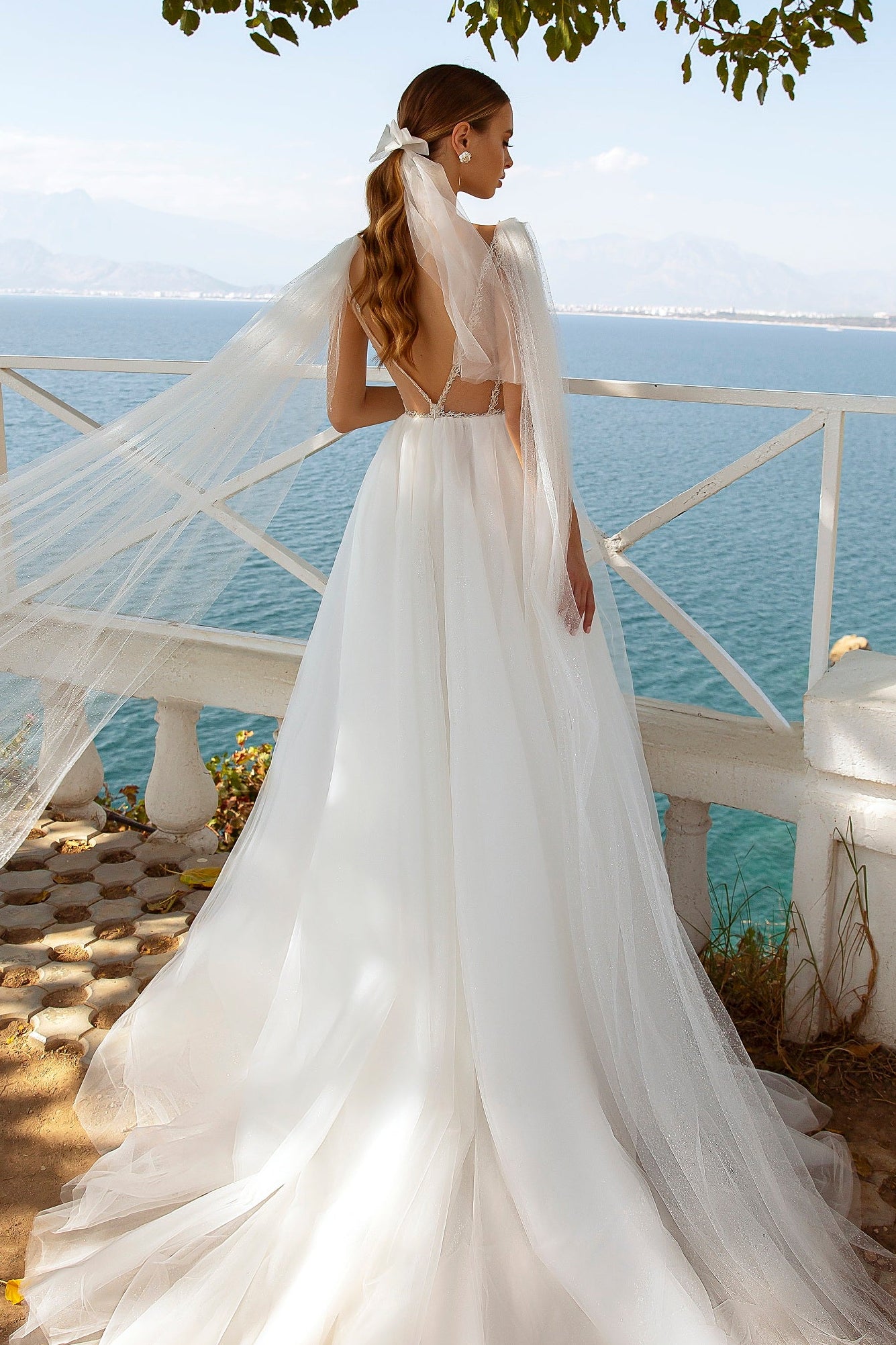 Ethereal tulle a-line beach wedding dress