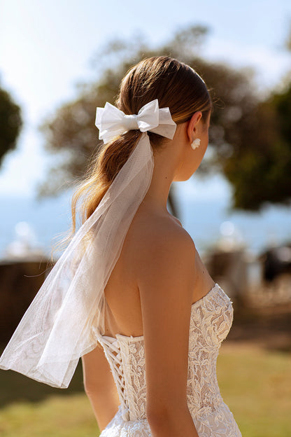 Floral a-line strapless corset wedding dress