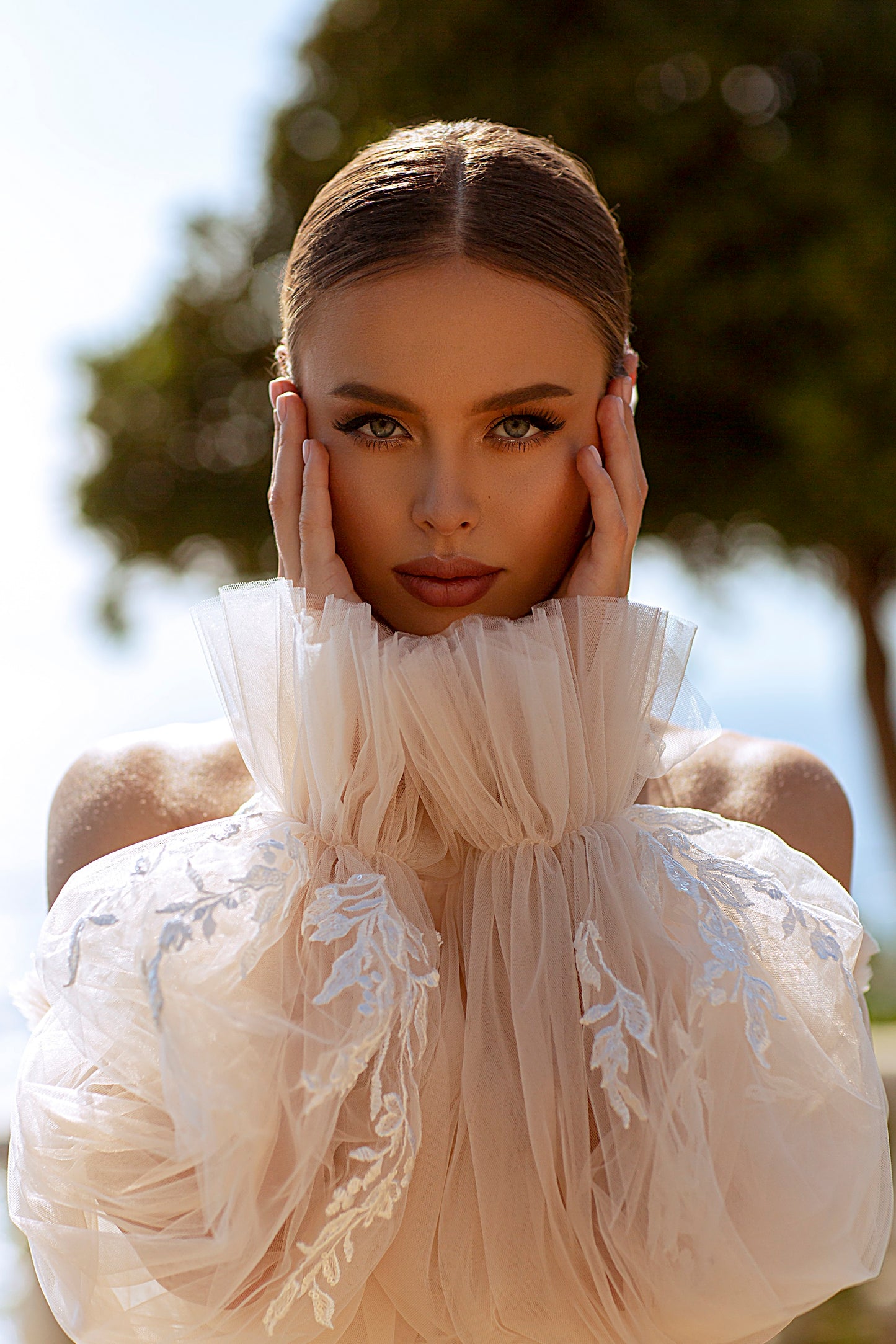 Floral a-line strapless corset wedding dress