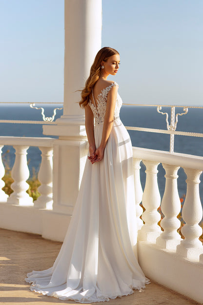 Chiffon a-line beach wedding dress